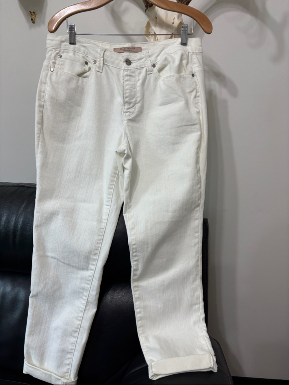 Max Jeans Cream Straight-Leg Denim